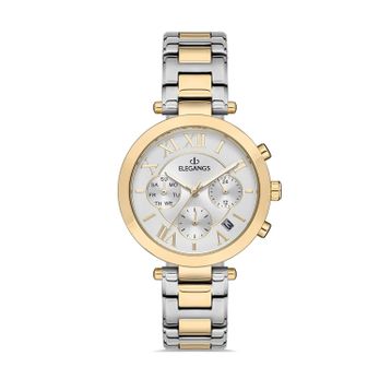 Elegangs El2448-7 Gri-Sarı Kadın Kol Saati