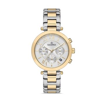 Elegangs El2448-7 Gri-Sarı Kadın Kol Saati