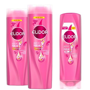 Elidor 2x400 ml Superblend Güçlü ve Parlak Şampuan + 350 ml Saç Kremi