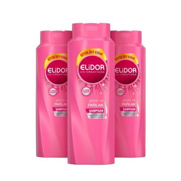 Elidor Güçlü Parlaklık 3x650 ml Şampuan