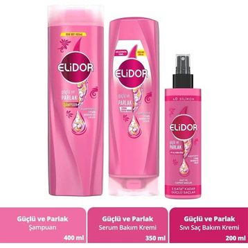 Elidor Superblend Güçlü ve Parlak 400 ml Şampuan + 350 ml Şampuan + 200 ml Saç Bakım Kremi