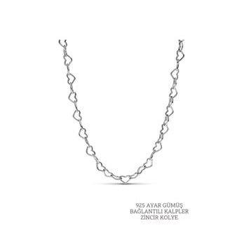 Elika Silver 925 Ayar Bağlantılı Kalpler Kadın Gümüş Kolye
