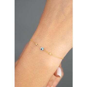 Elika Silver 925 Ayar Dorika Top Detaylı Nazar Model Kadın Gümüş Bileklik