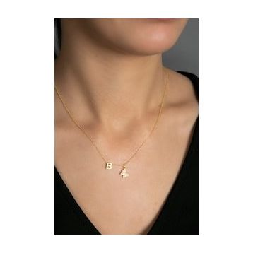 Elika Silver 925 Ayar Harfli Kelebek Model Kadın Gümüş Kolye