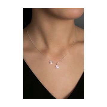 Elika Silver 925 Ayar Harfli Kelebek Model Kadın Gümüş Kolye