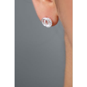 Elika Silver 925 Ayar İç İçe Halka Model Kadın Gümüş Küpe