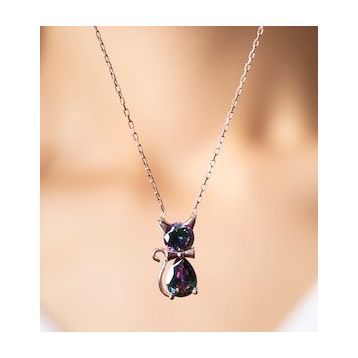 Elika Silver 925 Ayar Kedi Model Kadın Gümüş Kolye