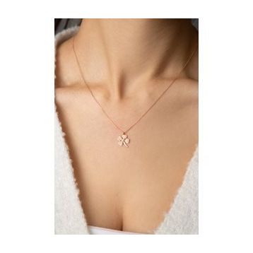 Elika Silver 925 Ayar Taşlı Yonca Model Kadın Gümüş Kolye