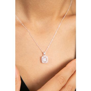 Elika Silver Kadın Baget Model 925 Ayar Gümüş Kolye