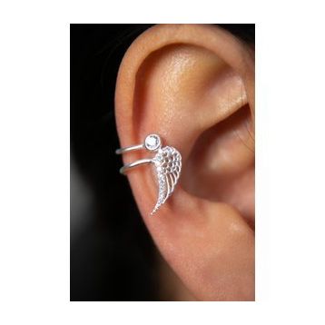 Elika Silver Kadın Kanat Model 925 Ayar Gümüş Kıkırdak Küpe