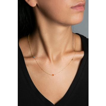 Elika Silver Renkli Taşlı Zarif Model 925 Ayar Kadın Gümüş Kolye