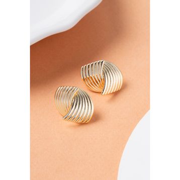 Elika Silver Tasarım Model Gold Küpe