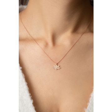 Elika Silver Taşlı Lotus Model 925 Ayar Kadın Gümüş Kolye