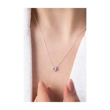 Elika Silver Tek Taşlı 925 Ayar Gümüş Kolye