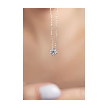 Elika Silver Tek Taşlı 925 Ayar Gümüş Kolye