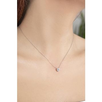 Elika Silver Tek Taşlı 925 Ayar Gümüş Kolye