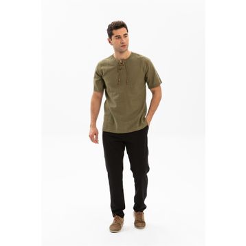 Eliş Şile Bezi 3069 Koyu Petrol Kısa Kol Zımbalı Erkek T-Shirt