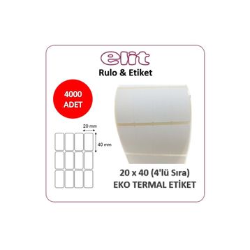 Elit Rulo 20x40 4000 Adet 4'lü Termal Barkod Etiketi