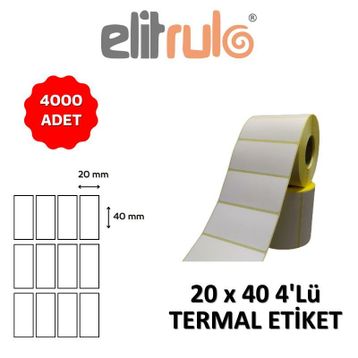 Elit Rulo 20x40 4000 Adet 4'lü Termal Barkod Etiketi