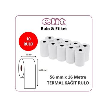 Elit Rulo 56 mm 16 m 10 Adet Yazar Kasa Pos Rulosu