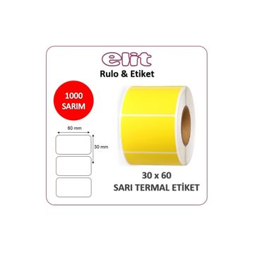 Elit Rulo Sarı 30x60 1000 Adet Termal Barkod Etiketi