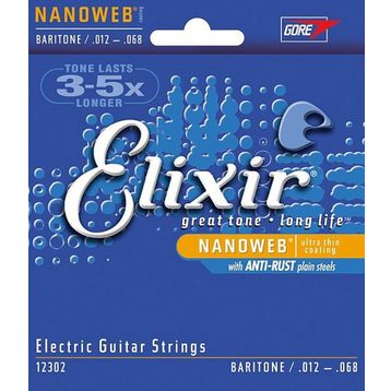Elixir 12302 012-068 Baritone NanoWeb Elektro Gitar Teli