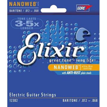 Elixir 12302 012-068 Baritone NanoWeb Elektro Gitar Teli