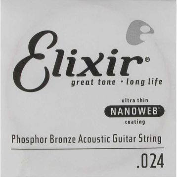 Elixir 14124 24 Nanoweb Phosphor Bronze Tek Akustik Gitar Teli