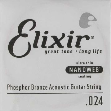 Elixir 14124 24 Nanoweb Phosphor Bronze Tek Akustik Gitar Teli