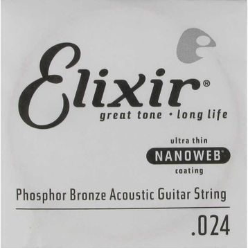 Elixir 14124 24 Nanoweb Phosphor Bronze Tek Akustik Gitar Teli