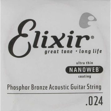 Elixir 14124 24 Nanoweb Phosphor Bronze Tek Akustik Gitar Teli