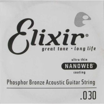 Elixir 14130 30 Nanoweb Phosphor Bronze Tek Akustik Gitar Teli