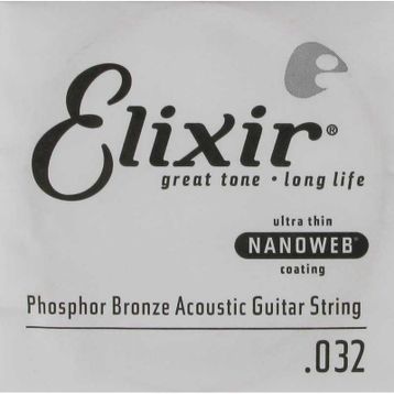 Elixir 14132 32 Nanoweb Phosphor Bronze Tek Akustik Gitar Teli