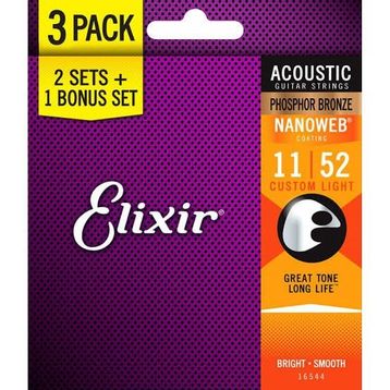 Elixir 16544 11-52 Nanoweb 3lü Akustik Gitar Teli
