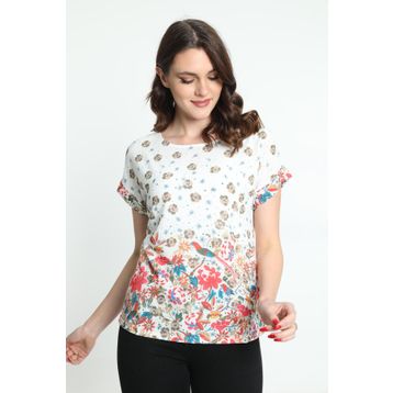 Ella 5010038 Taba Camelia Kadın Desenli Bluz