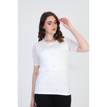 Ella Camelia 19E056 Taş Detaylı Ekru Kadın Bluz
