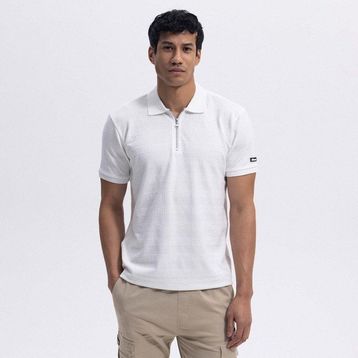 Ellesse EM493 Kırık Beyaz Fermuarlı Polo Yaka Erkek T-shirt