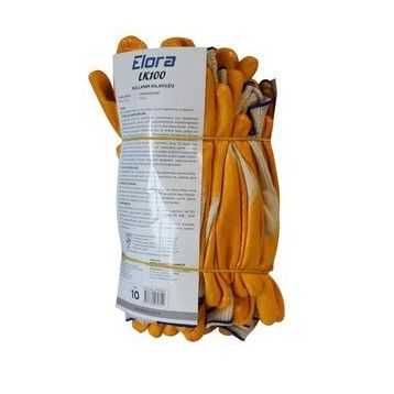 Elora Nitril Pmk Örme Beyaz Sarı LK100 12 Adet