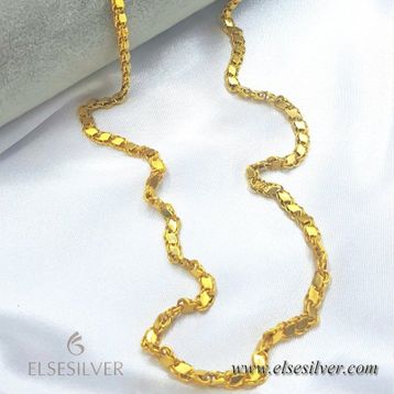 Else Silver ADS1241 Altın Modeli Pullu Zincir Gümüş Kolye