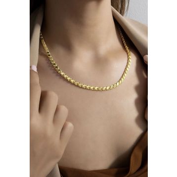 Else Silver ADS1241 Altın Modeli Pullu Zincir Gümüş Kolye