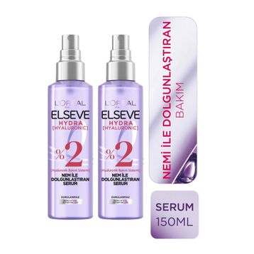 Elseve Hydra Hyaluronic Nem İle Dolgunlaştıran 2x150 ml Saç Bakım Serumu + Saç Açma Tarağı