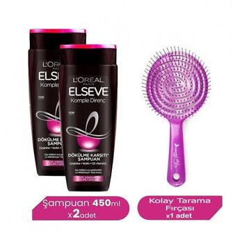 Elseve Komple Direnç 4x450 ML Dökülme Karşıtı Şampuan + Lionesse Ahtapot Mavi Yüz Temizleme Fırçası