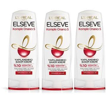 Elseve Komple Onarıcı 5 Yıpranmış Saçlar Için Keratinxs Içeren Yapılandırıcı 3x360 ml Bakım Kremi