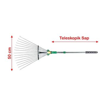 Eltu R4C02 Tırmık Metal Teleskopik Saplı Çim Tırmığı