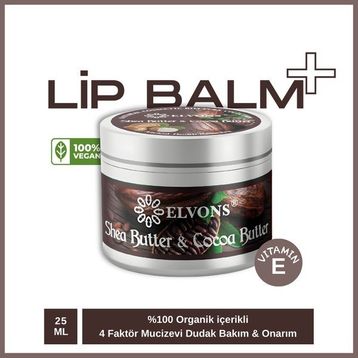 Elvons Cocoa ve Shea Yağı Onarıcı ve Nemlendirici 25 ml Dudak Bakım Kremi