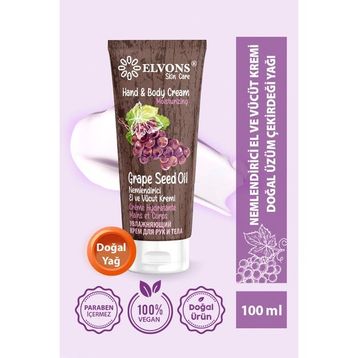 Elvons Üzüm Çekirdeği Yağı Özü 100 ml Onarıcı El Vücut Kremi