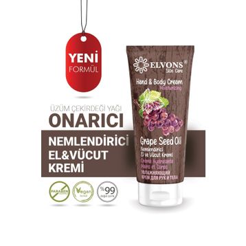 Elvons Üzüm Çekirdeği Yağı Özü 100 ml Onarıcı El Vücut Kremi