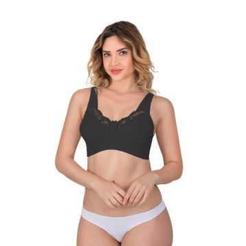 Emay 181B Dantelli Toparlayıcı Siyah Cotton Sütyen