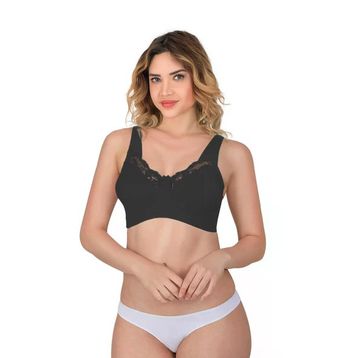 Emay 181B Dantelli Toparlayıcı Siyah Cotton Sütyen
