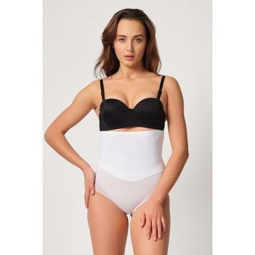 Emay 2945 Tül Karyokalı Slip Beyaz Kadın Lazer Korse